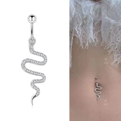 Piercing de Umbigo Cobra Cravejada Aço Inox