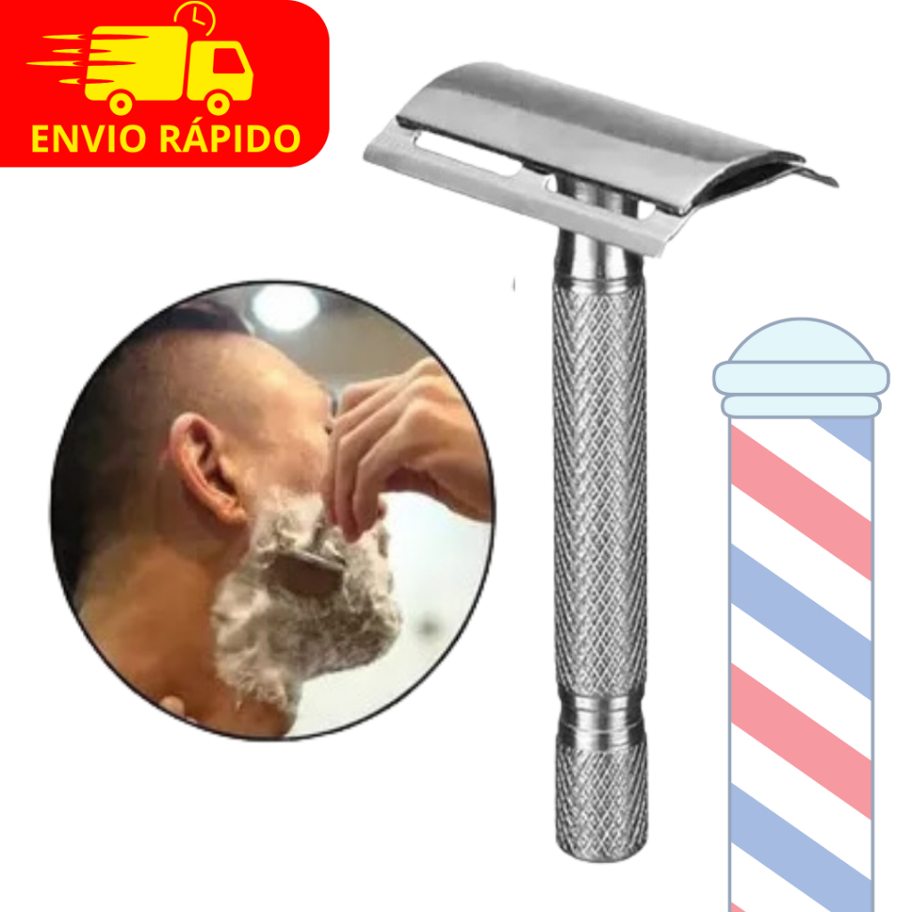 Aparelho De Barbear Metal + Lâmina de Barbear Original Anti-Irritação Qualidade Top