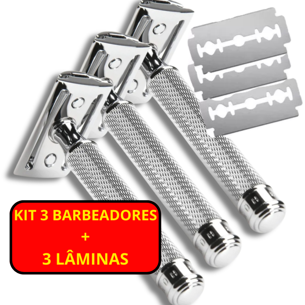 Kit 3 Aparelho De Barbear Articulado Clássico Retrô Antigo Para Barbeador Com Lâmina Afiado