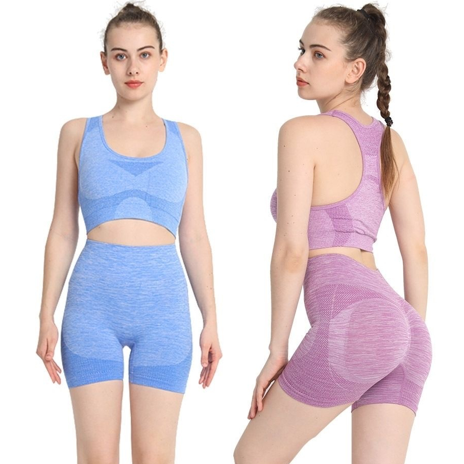 Conjuntos Academia Fitness Feminino Leggings 1 Top Bra 1 Shorts Levanta Bumbum