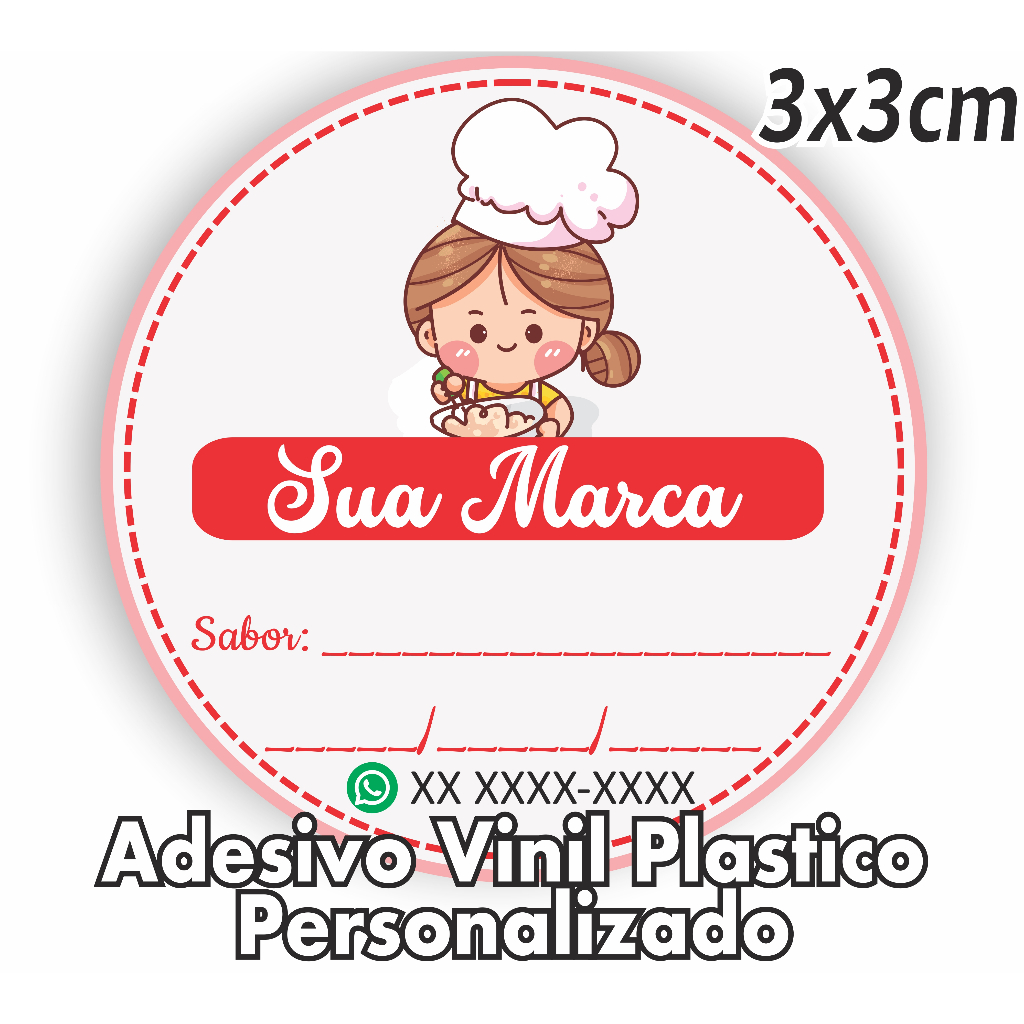 700 Etiquetas Adesivos Personalizados Bolo de Pote - Rótulos em Geral 3x3cm em Oferta na Shopee