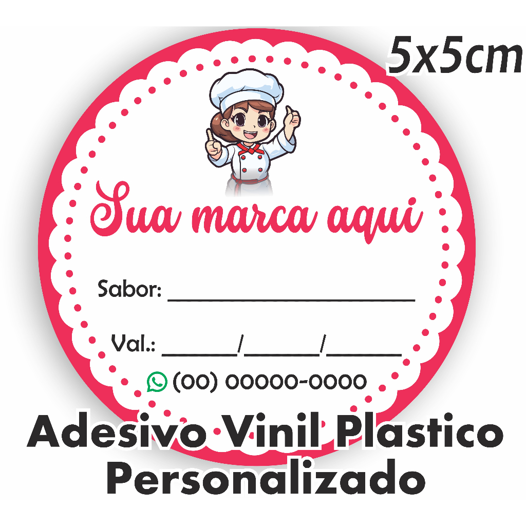 600 Etiquetas Adesivos Personalizado Bolo de Pote - Rótulos em Geral 5x5cm