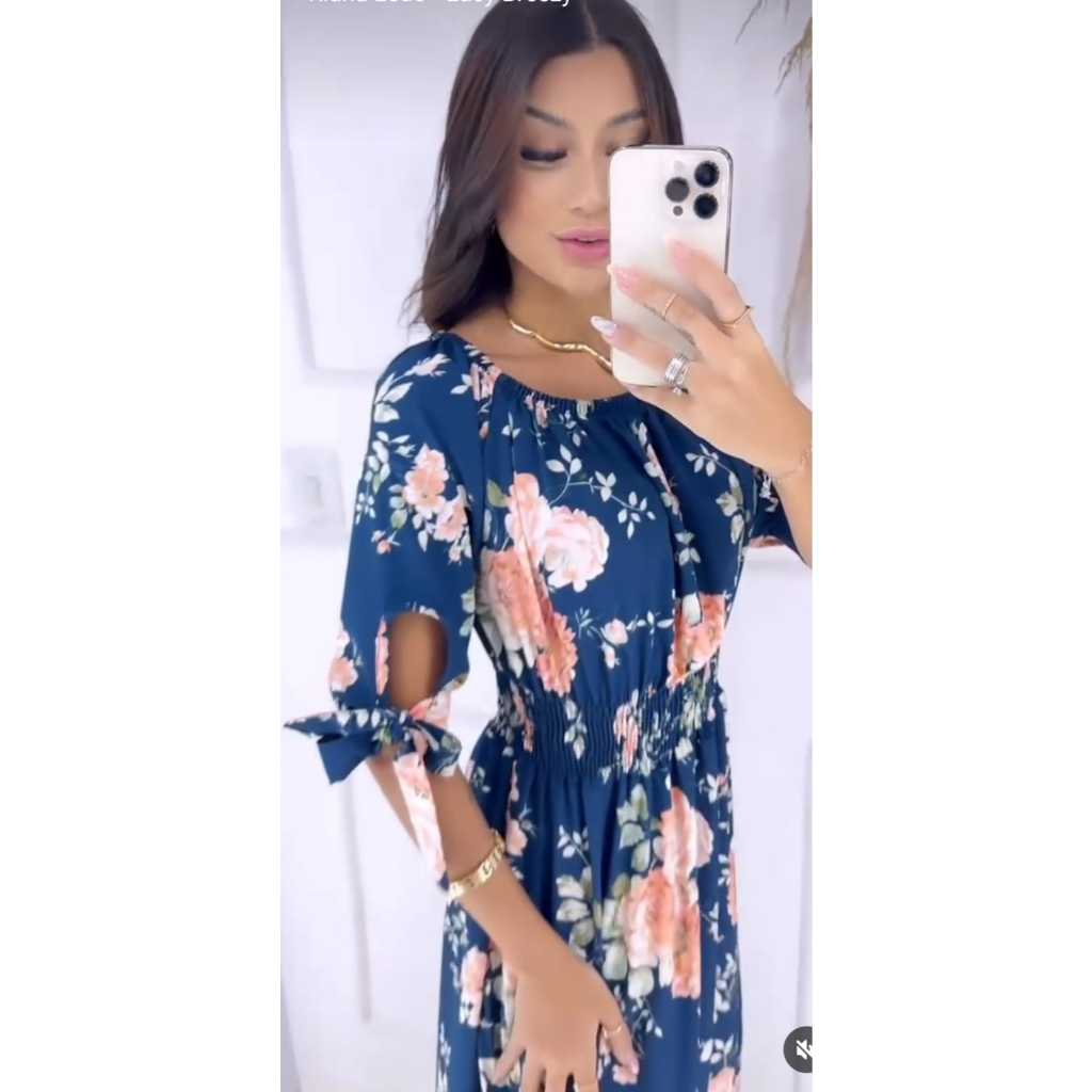 Vestido Cigana longo / crepe / Lastex /estampado