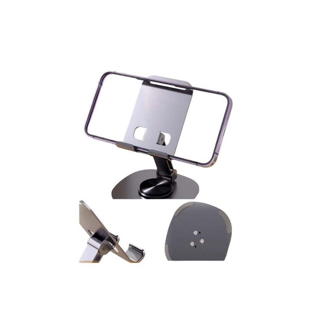 Suporte de celular de mesa alumínio com base giratória 360° tipo 1 RF