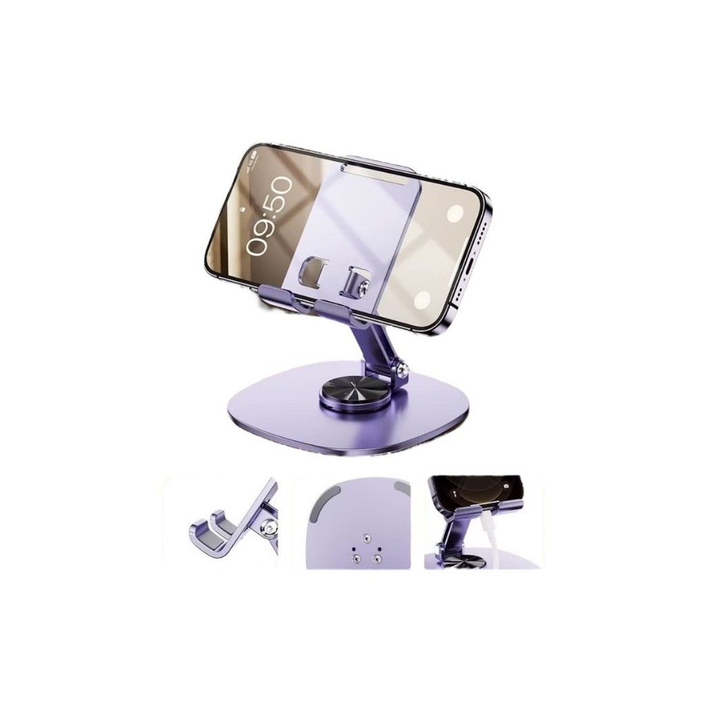 Suporte de celular de mesa alumínio com base giratória 360° Tipo 1 TG