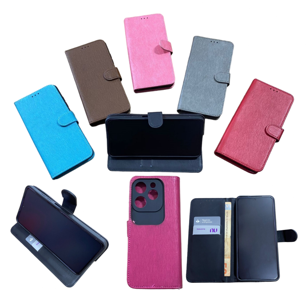 Capa Carteira Infinix Smart 8  x6525 / Smart 8 Pro Flip Couro Com Porta Cartao Protetora Premium