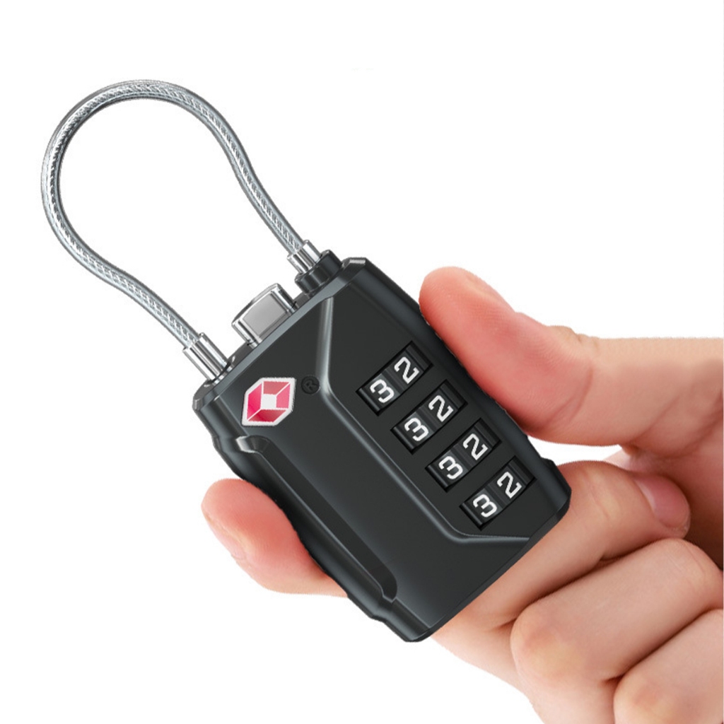 Imagem Cadeado TSA 4 Dígitos Com Cabo De Aço Para Mala De Viagem ATP10-1