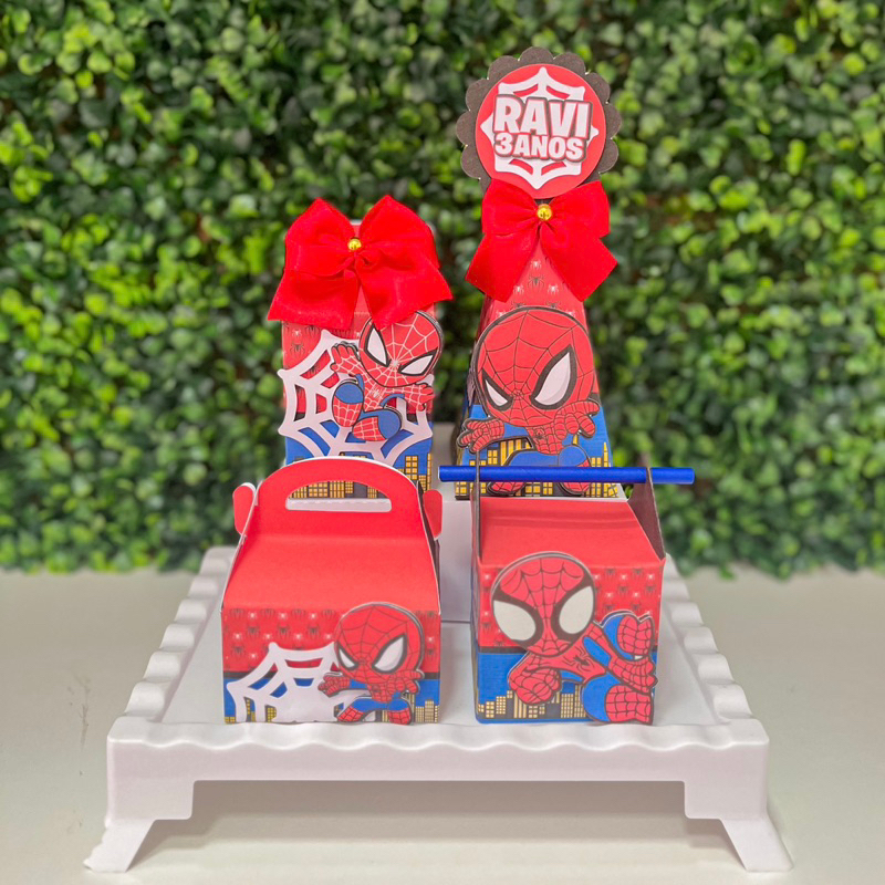 Kit Festa Homem Aranha Personalizado | Lembrancinhas | Festa  | Aniversário | Caixa Milk Pirâmide