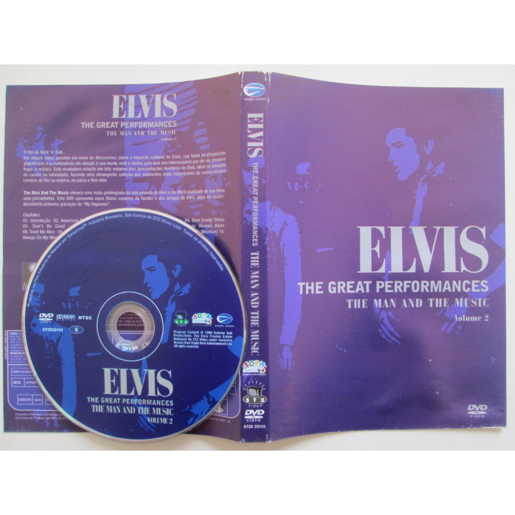 DVD - ELVIS PRESLEY - Elvis / The Great Performances / The Man And The Music / Volume 2 / No Estojo Original Preto / Midia do DVD Excelente + Encarte Principal Excelente