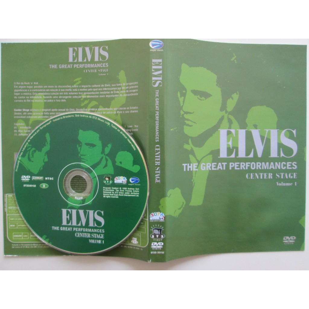 DVD - ELVIS PRESLEY - Elvis / The Great Performances / Center Stage / Volume 1 / No Estojo Original Preto / Midia do DVD Excelente + Encarte Principal Excelente