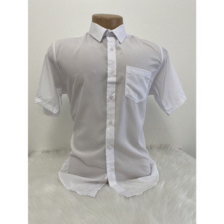 Camisa Social Masculina - 65% Poliéster, 35% Algodão, Camisa masculina de manga curta de verão com botão