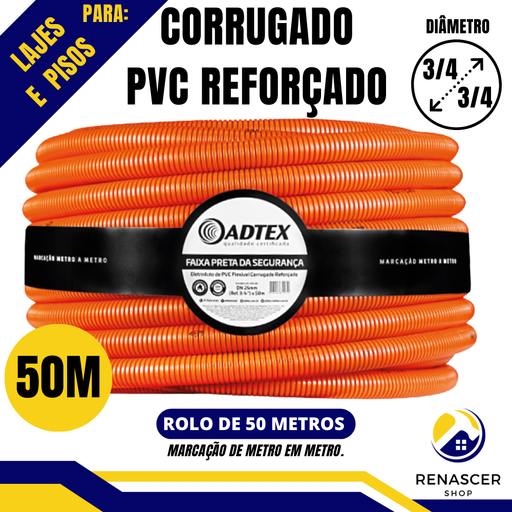 Conduite Corrugado 3/4 Reforçado Laranja Piso e Lajes Metro em Metro