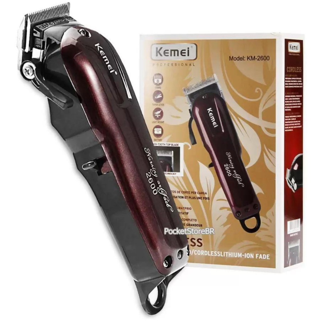 Máquina Cortar Cabelo Profissional Sem Fio Kemei Km-2600