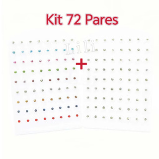 Kit 36 -72 Pares Brinco ponto de luz com pedrinha zircônia 3mm em Oferta na Shopee