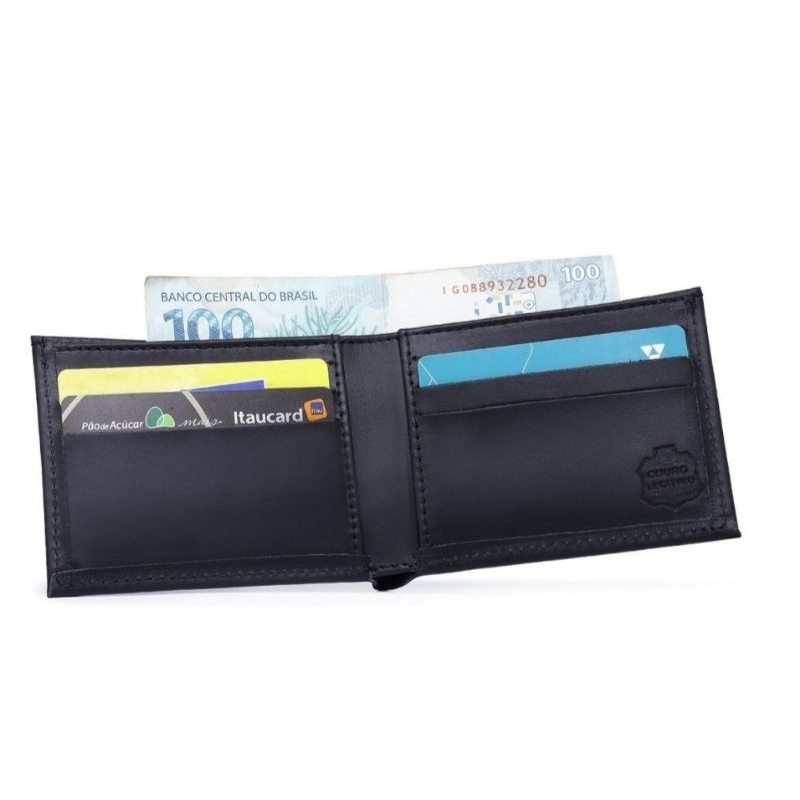 Carteira Em Couro Legítimo Masculina Porta Cartão Documentos Cedulas CNH Bolso  Alta Qualidade.