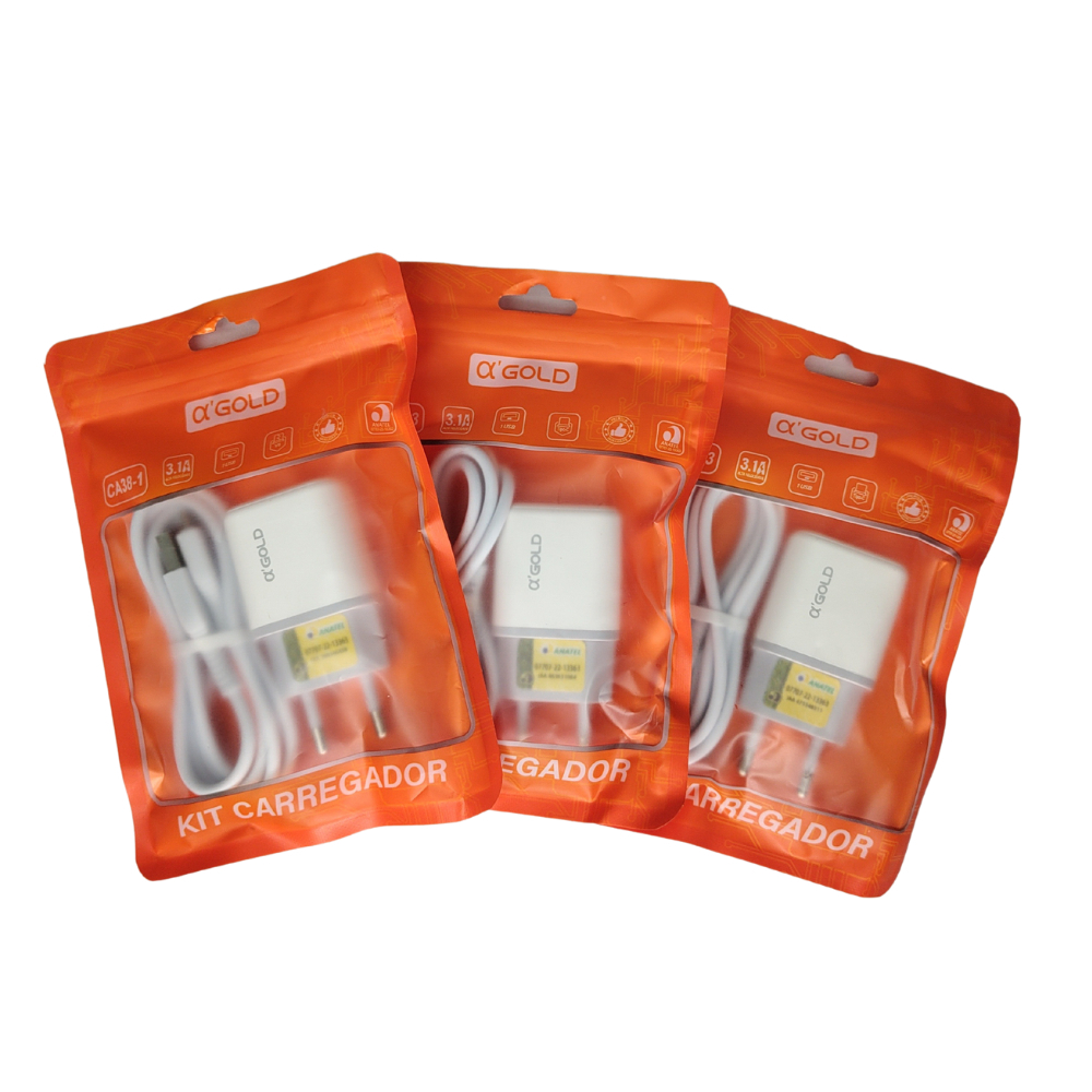 Kit 7pcs Carregador Turbo Micro USB V8 / Type C /Lightning Iphone Para Android 3.1A A'Gold em Oferta na Shopee