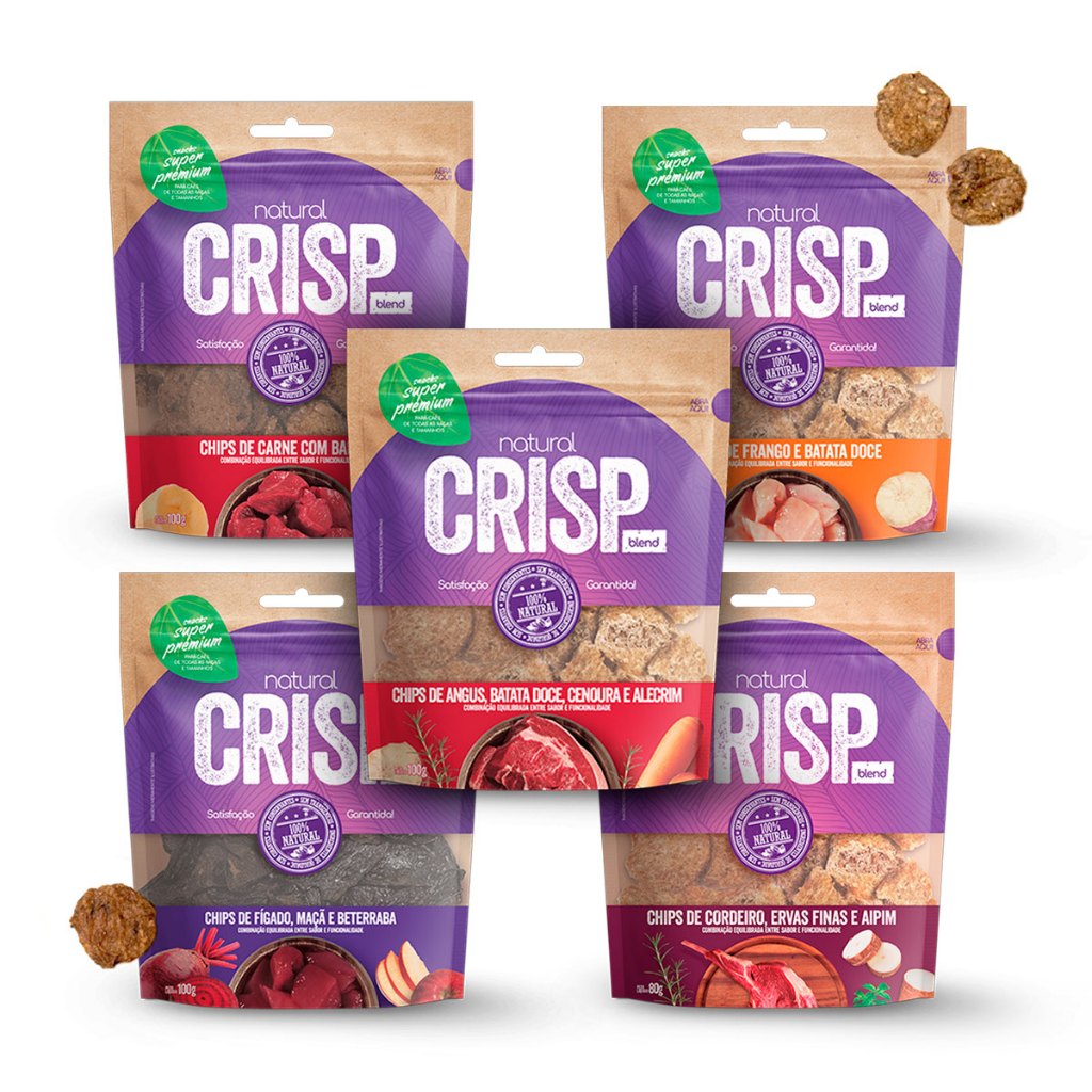 Petisco Natural Crisp Blend para Cães 100g Snack Biscoito Saudável Super Premium Pet Adulto Filhote