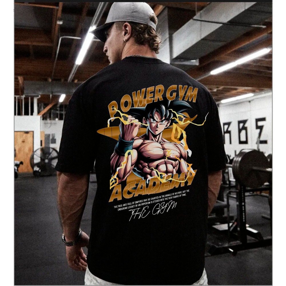 Camiseta Oversized Treino Anime Maromba Power Gym Confortavel Goku Academia Premium