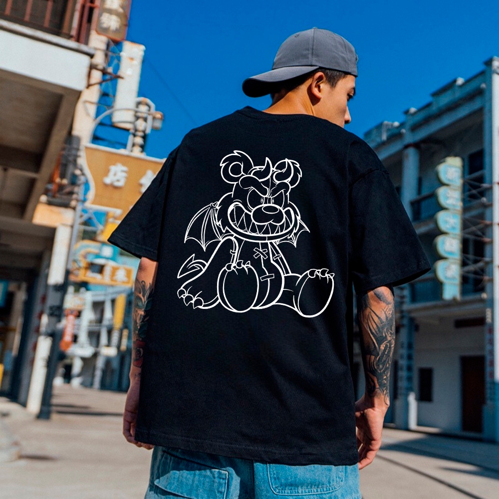 Camiseta Oversized Streetwear Camisa Urso Attention Confortavel Ar Livre Skatista
