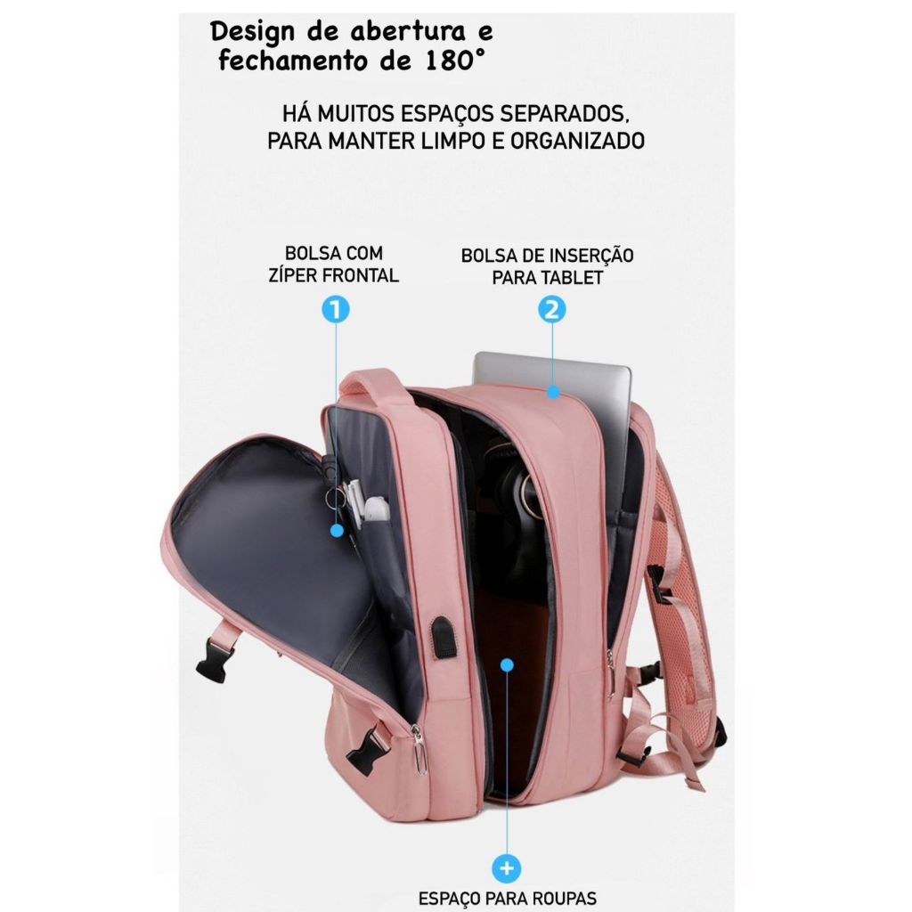 Mochila Feminina Masculina Executiva de Viagem Notebook Grande