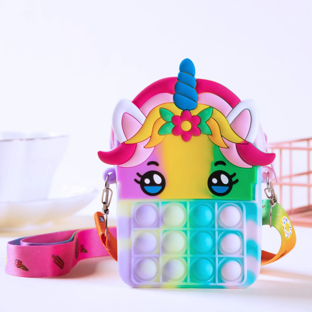 Bolsinha de Unicórnio POP IT com Alça Bolsa Unicórnio Infantil