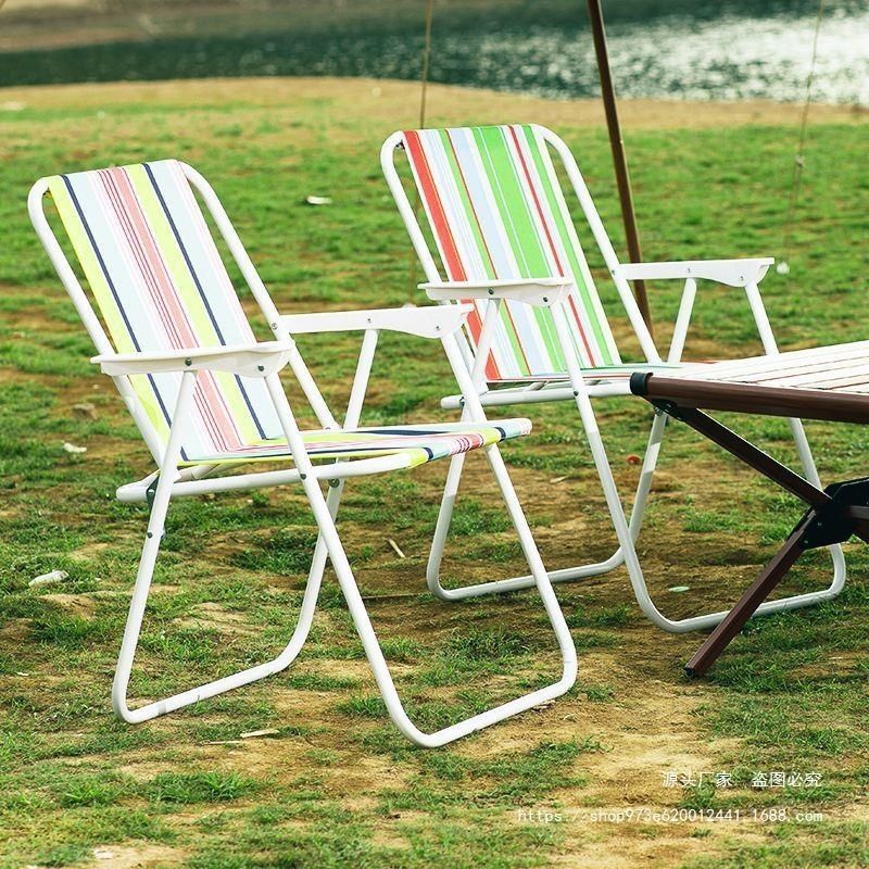 1 Pcs Cadeiras dobráveis de praia Praia Varanda Alta Cadeira Aço