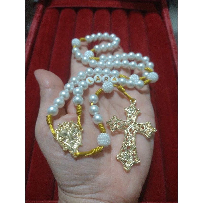Terço batizado, batismo personalizado com nome Divino Espírito Santo. Batismo, madrinha, padrinho, batizado