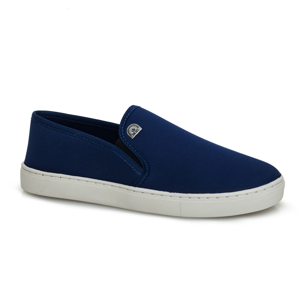 Sapatenis Masculino Casual Tenis Slip On Calce Fácil Azul Com Elástico Solado Costurado