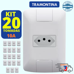 KIT 20 Conjuntos Tomada 10A c/Placa Tramontina 4x2 - Linha Aria