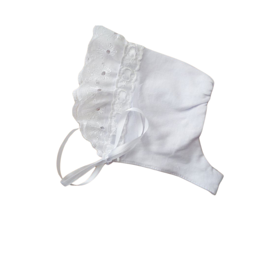 touca gorro bordado ingles  para bebe