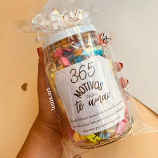 Potinho 365 motivos para amar + foto + embalagem de presente em Oferta na Shopee