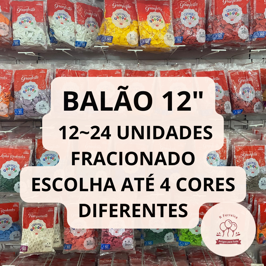 12~24 Balão Bexiga para Festa 12 Polegadas Fracionado Até 4 Cores Diferentes - Pic Pic - Redondo