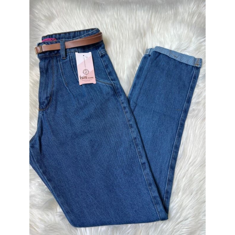 calça jeans mom com cinto