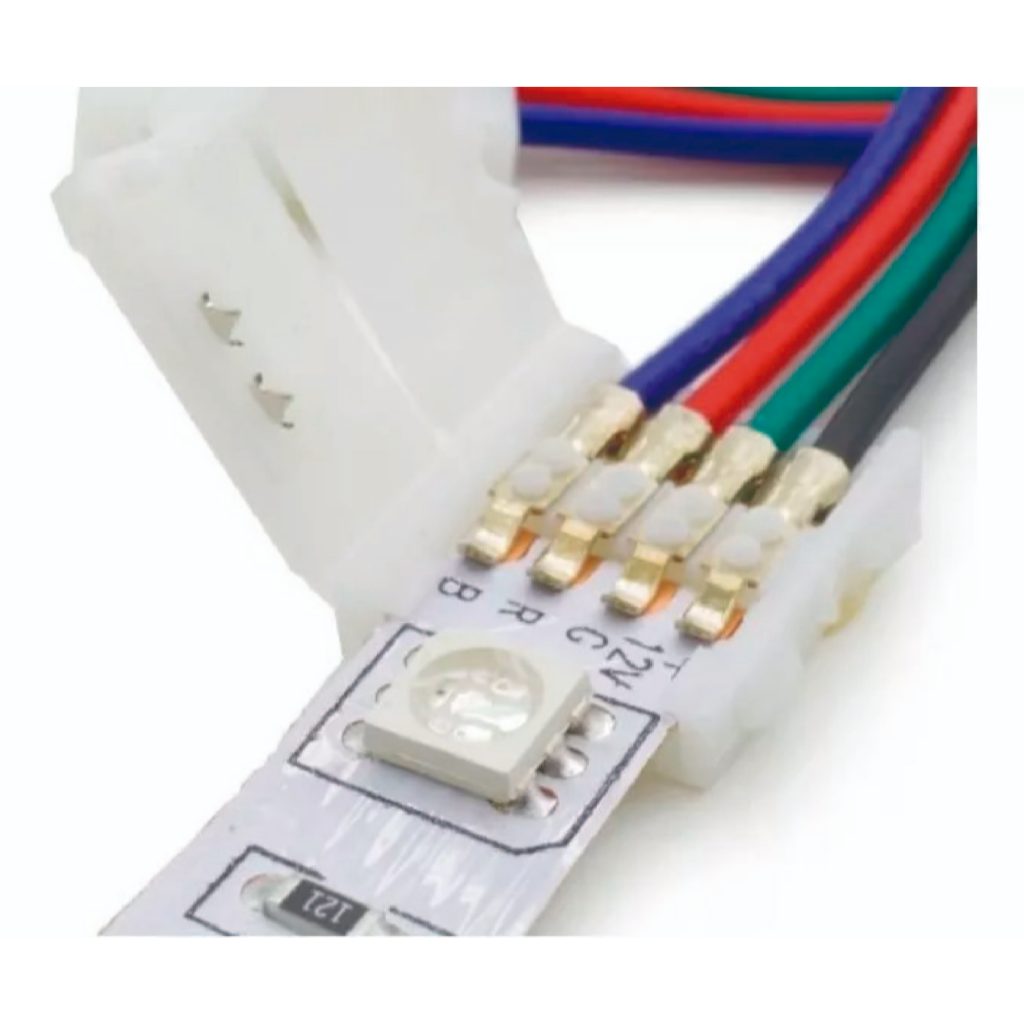 Kit 1 2 3 5 10 Emenda Rápida RGB c/ Conector Fêmea + Plug 4 pinos vias para Fita de Led 5050 3528