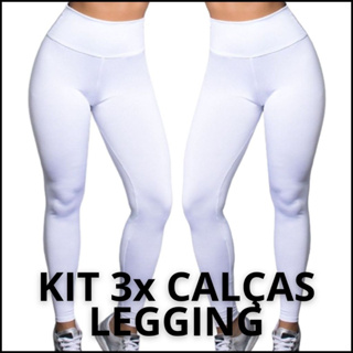 KIT 3X Calças LEGGINGS Brancas Suplex Feminina, Uniforme de Medicina Enfermagem, Estética, Dentista, Medicina Uso Casual em Oferta na Shopee