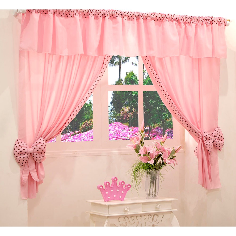 Cortina Ursinha 200x170 Infantil Rosa Lilas Conforto Macio Decoracao Quarto Menina Enxoval Suave Fofo Estampado Bebê
