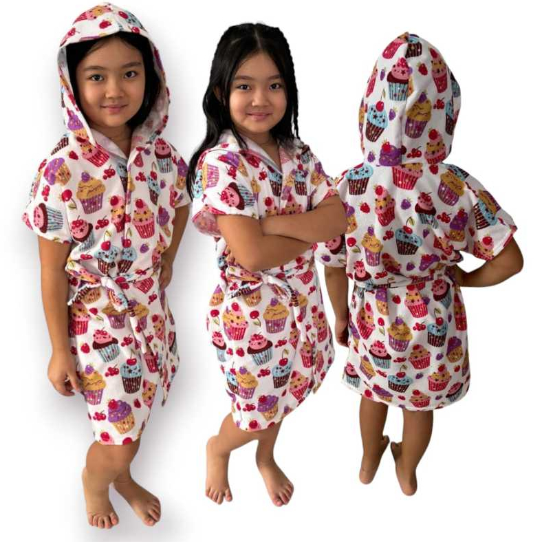 Roupão Infantil De Banho Piscina Com Capuz Felpudo Infantil-Juvenil Menina e Menino Luxo