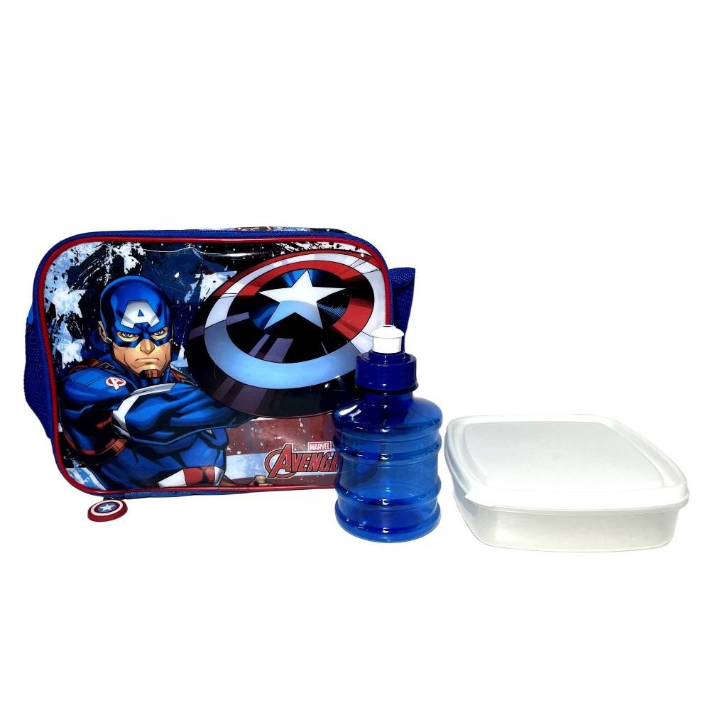 Lancheira Escolar Térmica Personagem Herói Capitão América - Os Vingadores - Avengers - Marvel