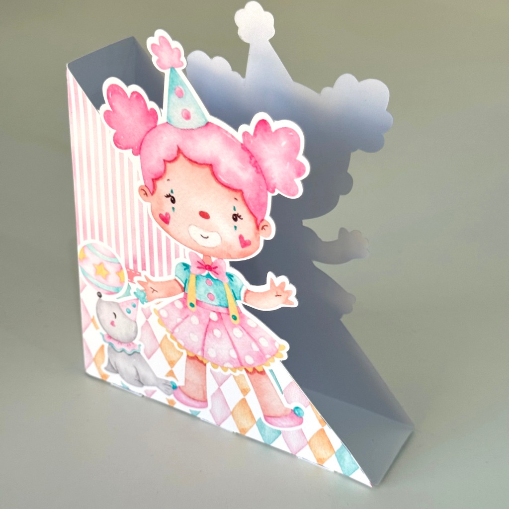 Porta guardanapo personalizados circo menina aquarela SEM NOME centro de mesa pegue e monte