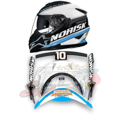 Kit Adesivos Emblemas Capacete Norisk Ff302 Grand Prix Argentina Laminado