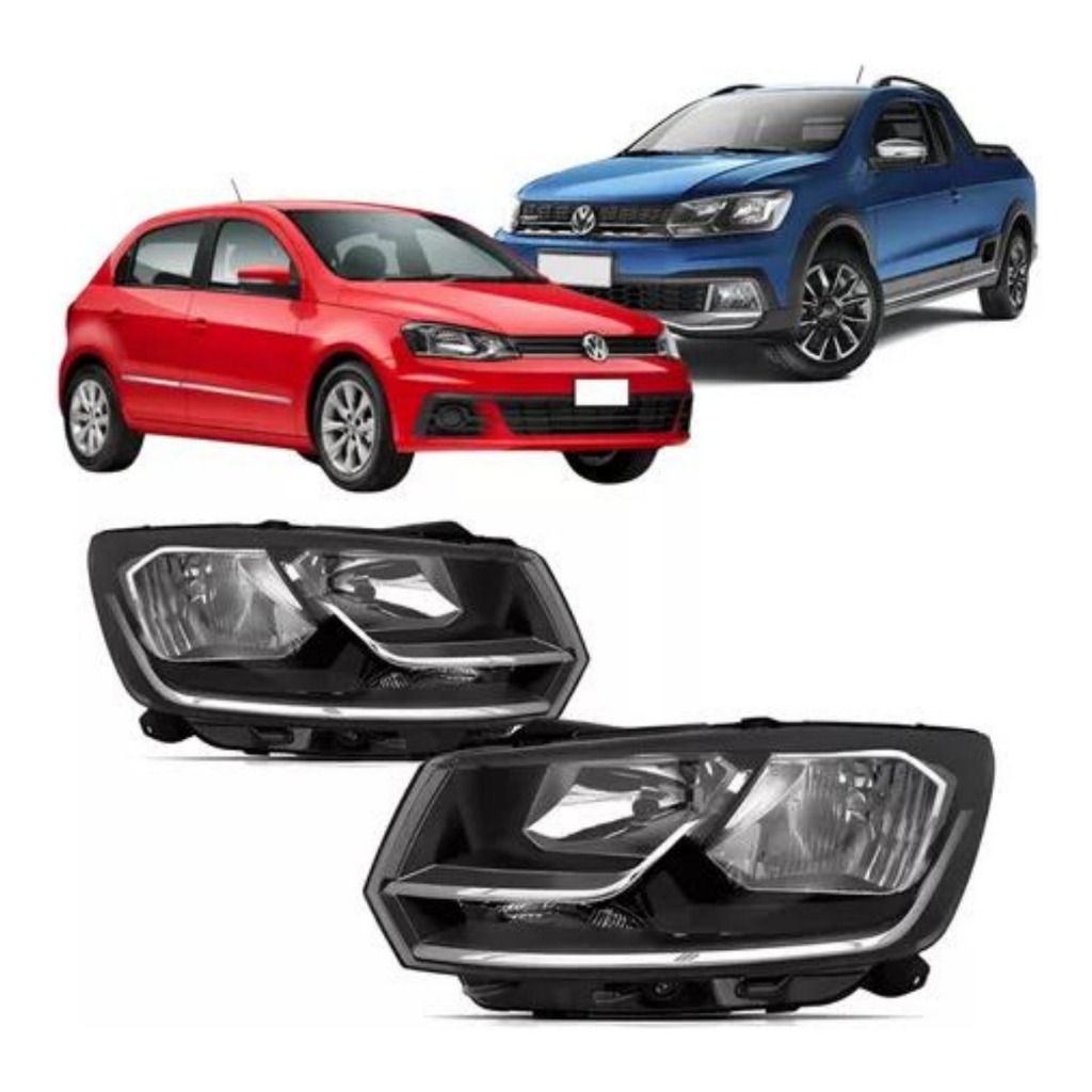 Farol Gol Saveiro Voyage G8 Foco Duplo Máscara Negra 2016 2017 2018 2019 2020 2021 2022