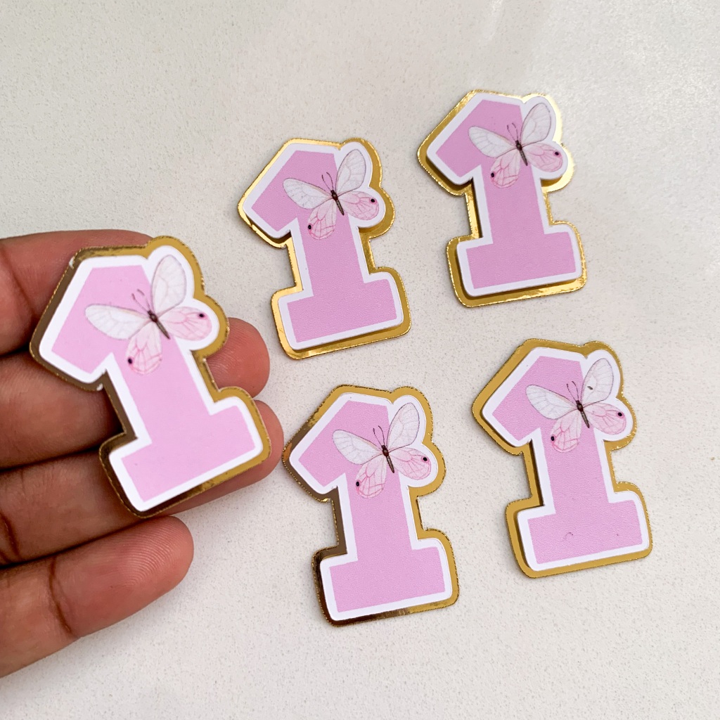 10 Números 3D Jardim das Borboletas - DOURADO