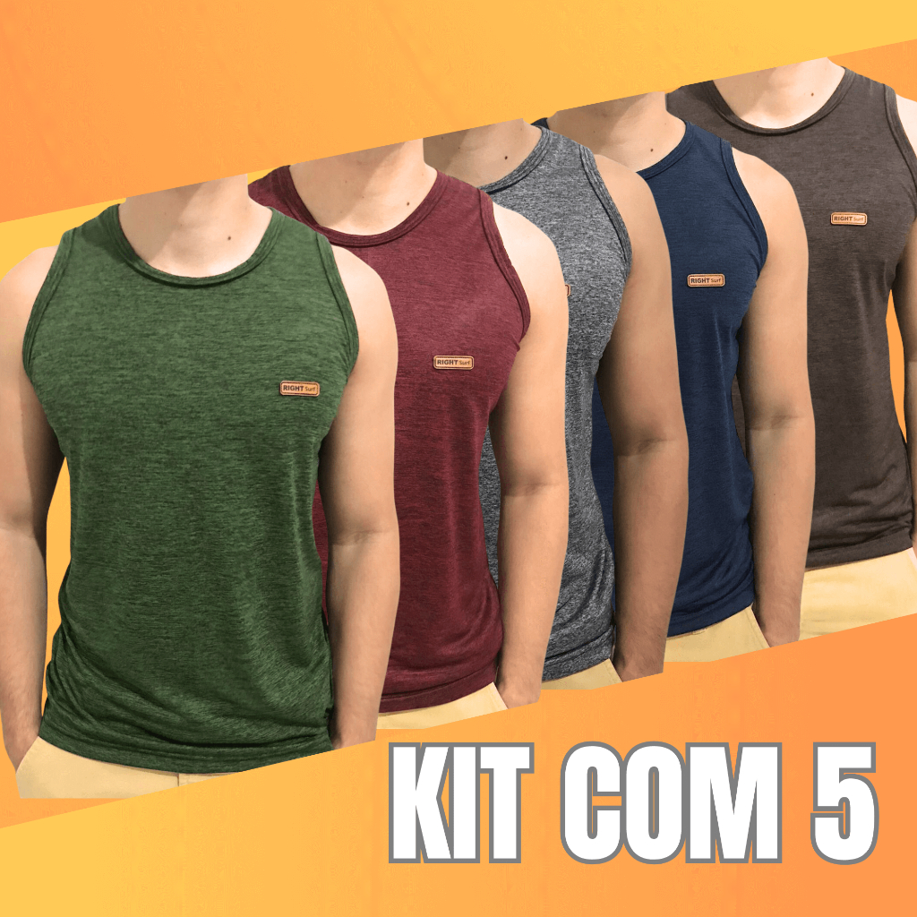Kit 5 Regata Masculina Camiseta Sem Manga Malha Fria Dry Blusa Treino Academia
