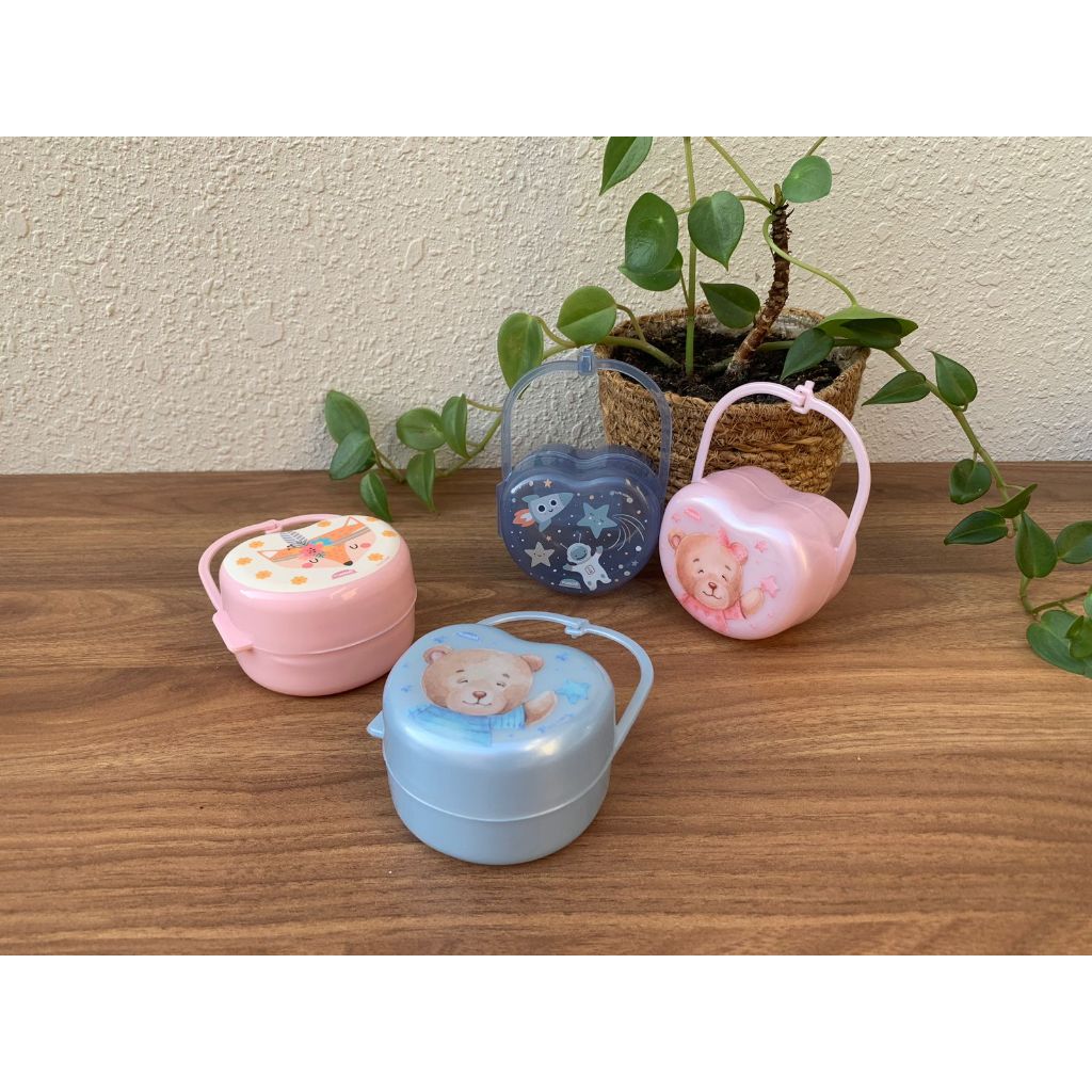 Porta Chupeta Bebê Bico com Alça Plastico BPA Free Baby Infantil Mickey Minnie Aro-Iris Raposa