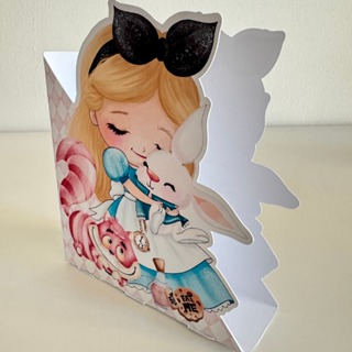 Porta guardanapo personalizados Alice AQUARELA SEM NOME centro de mesa pegue e monte em Oferta na Shopee