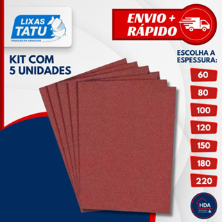 Lixa Para Massa Kit 5 Unidades Parede Reboco Massa Corrida Gesso 60 A 220 - Lixas Tatu em Oferta na Shopee