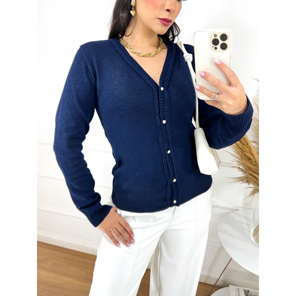 Blusas Feminina de frio trico casaquinho cardgan MEIA ESTAÇÃO com BOTÕES