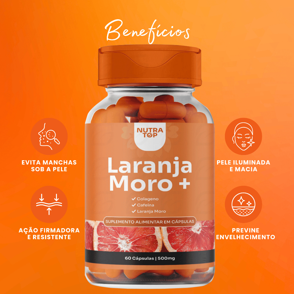 Laranja Moro + Colageno e Cafeina  60Cápsulas 500mg Original