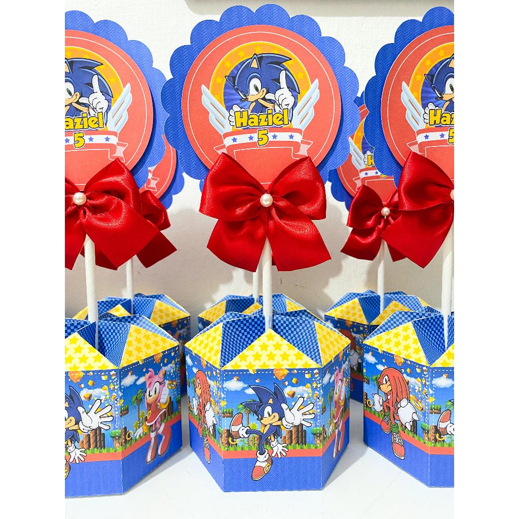 ENVIO RÁPIDO Centro de mesa Sonic | Cachepô | Arranjo de mesa | Lembrancinhas | Festa infantil