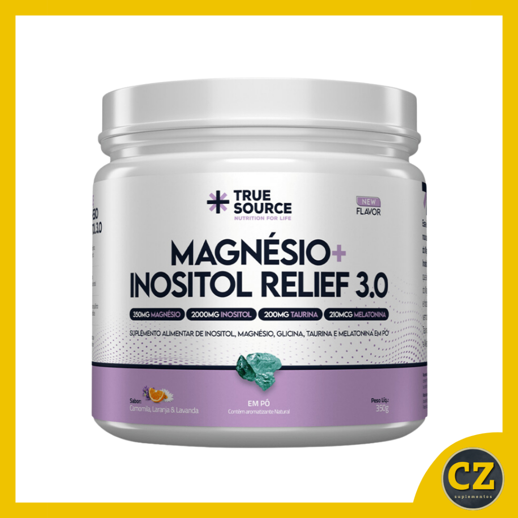 True Magnésio + Inositol Relief 3.0 (350g) - True Source Sabor:Camomila e Lavanda em Oferta na Shopee